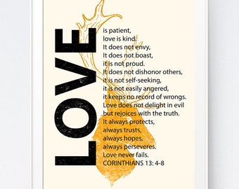 BIble verse Print, Love is Patient, Love is Kind, Bible Print ...