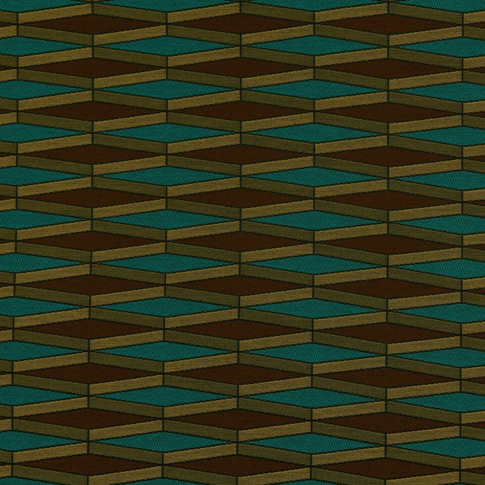 Teal Geometric Upholstery Fabric Diamond Design Heavyweight