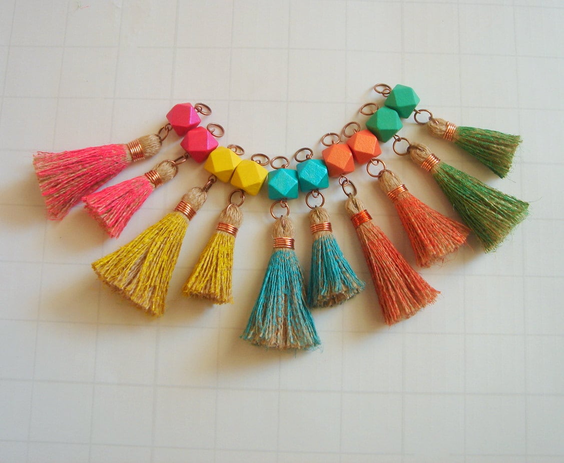 10 Tassel Charms Burlap Tassels Set Jewelry Making Tassels