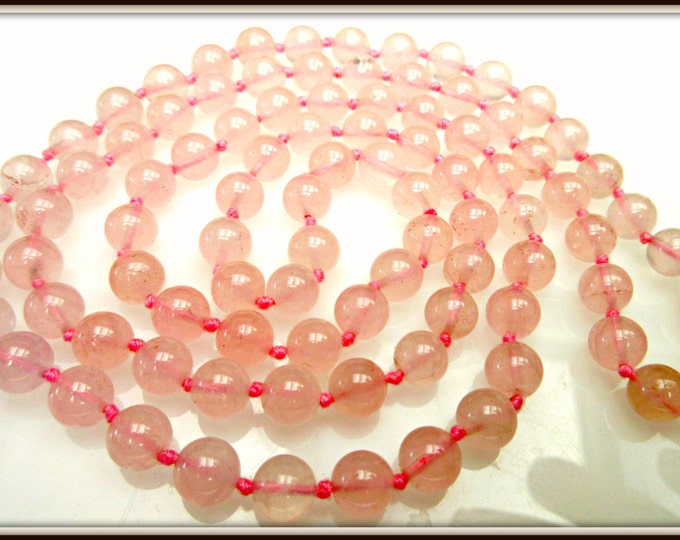 Rose Quartz Bead necklace pink polished gemstone beads