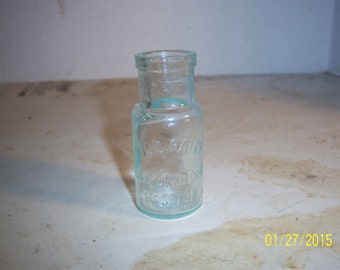 1890's Bromberg Boston, Mass Gold Paint Aqua 2 3/4 inch bottle