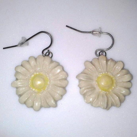 Daisy Earrings Handmade Ceramic Jewelry Flowers