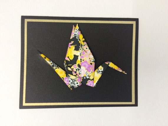 origami paper crane blank card black with cheerful yellow origami paper crane blank card black with cheerful yellow