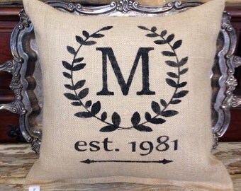 Personalized pillow, monogram pillow, throw pillow. Accent pillow