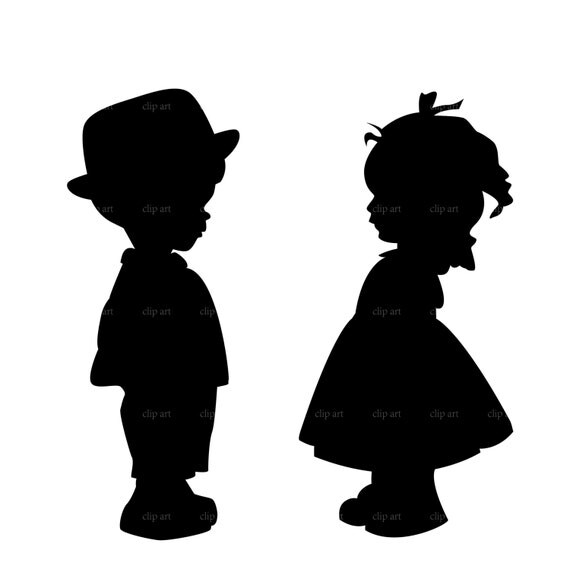 Download boy and girl silhouette digital clipart vector eps by ...