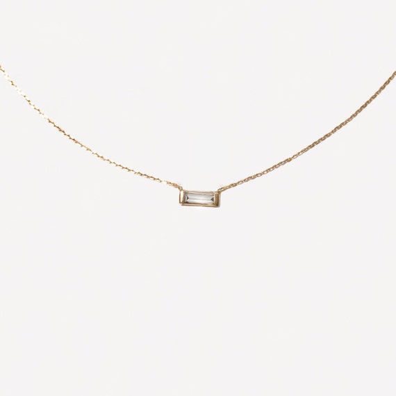 14k Gold 15 Baguette Diamond Necklace