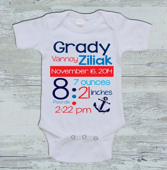 Baby Onesie Birth Announcement Personalized Customized Baby