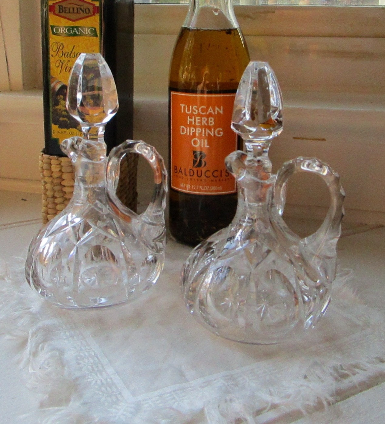 Waterford Crystal Oil and Vinegar Cruets with Stoppers