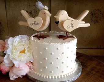 Items similar to Love Birds Cake Toppers Rustic Personalized Wedding ...