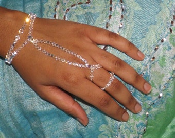 Dazzling Crystal Swarovski Slave Bracelet Bridal Hand Jewelry Hand Jewelry Bridal Shower Gift Destination Wedding All Swarovski Jewelry