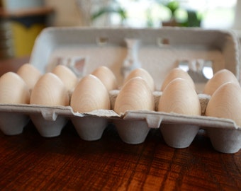 Dozen Wood Easter Eggs, Large - Decorate it Yourself, Montessori and Waldorf Inspired Crafts