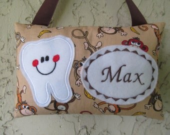 Tooth Fairy Pillow Persoanlized Monkeys