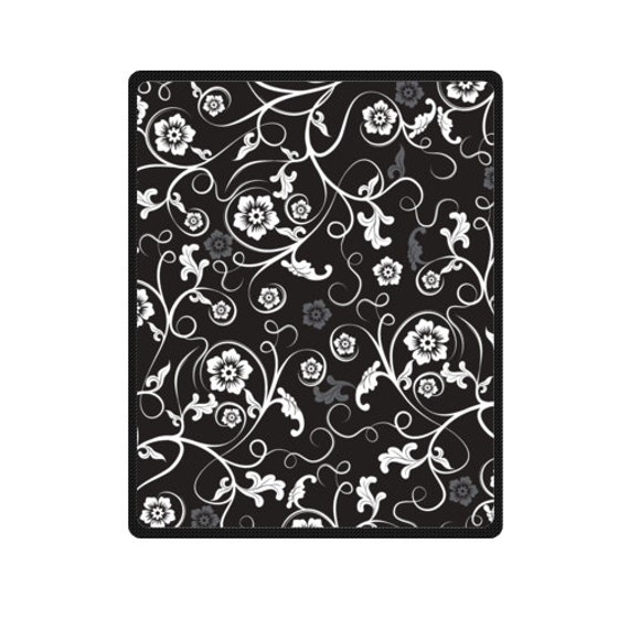 Black and White Flower Blanket Blanket Throw Blanket Black