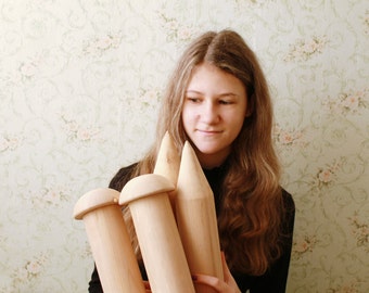 Large Thick wooden knitting needles - 70 mm in diameter (2,75") 500 mm long (19.68")