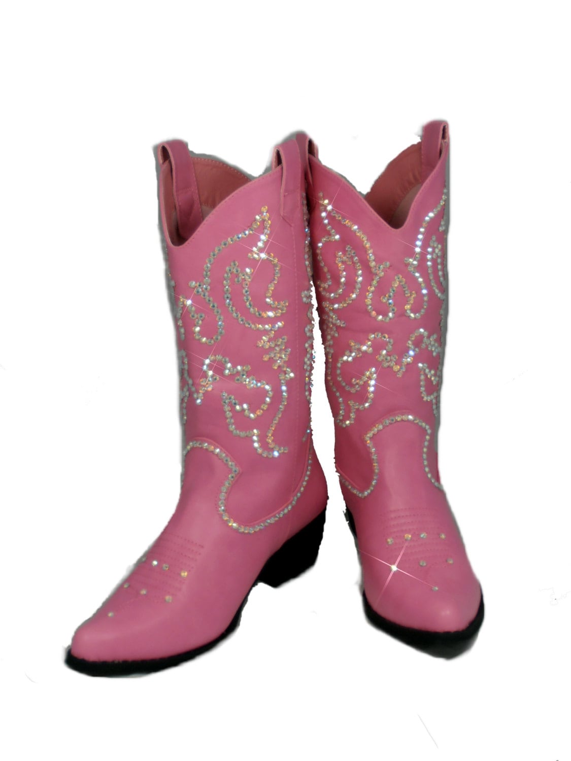 Pink Bling cowboy boots boots with crystals by Timetwochange