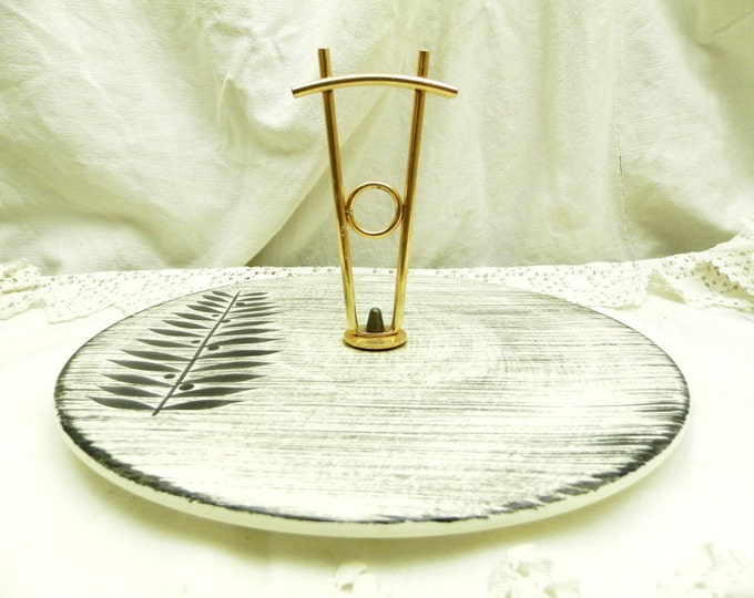 Vintage French Mid Century Ceramic and Metal Cheese Platter / Mid Century Decor / Kitchenalia / Dining / Retro Vintage Home Interior / Meal