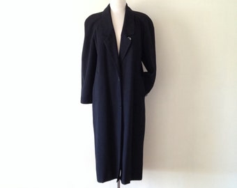 long black coat / black long coat / wool oversized coat / minimalist ...