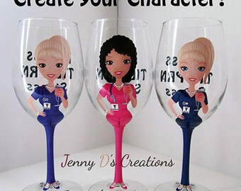 Create a Character Wine Glasses, Wedding Wine glasses, Nurse Wine glass, Doctor Wine Glass Bridesmaid Wine Glasses,Personalized Wine Glass