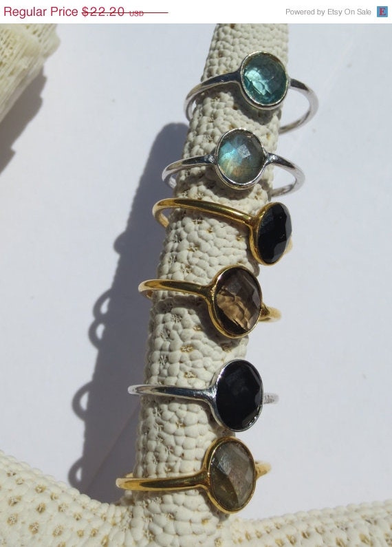 Gold stackable semi-precious stone thin band by PanachebyAmanda