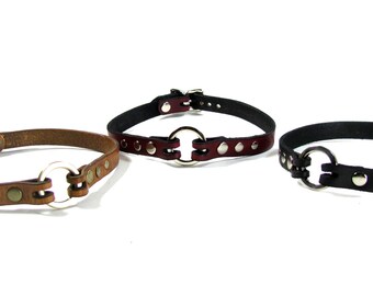 Leather BDSM Choker, Submissive Jewelry, Bondage, Slave Wear
