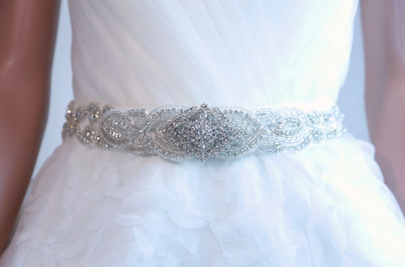 Bridal sash Rhinestone wedding ribbon Dress by whitegardenlace