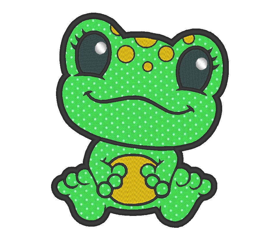 Download Cute Frog Applique Embroidery Machine Design