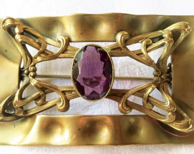 Art Nouveau Sash Pin Amethyst Antique Sash Brooch Art Nouveau Jewelry