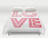 Love - Bed Spread - Duvet Cover - Pink Love - Pink and White - Bed Cover - Duvet Cover Only - Bedding - Made to Order Love - Bed Spread - Duvet Cover - Pink Love - Pink and White - Bed Cover - Duvet Cover Only - Bedding - Made to Order