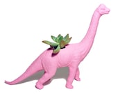 Up-cycled Baby Pink Apatosaurus Dinosaur Planter