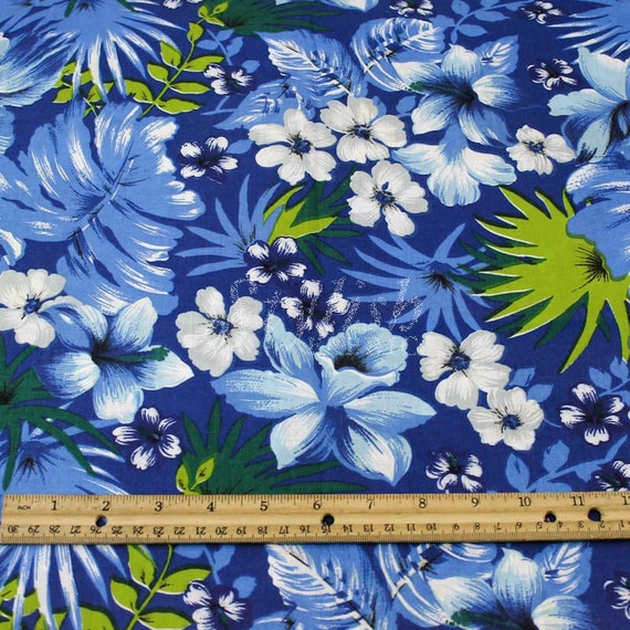 Hawaiian Print Woven Broadcloth Fabric Royal 1 Yard Style