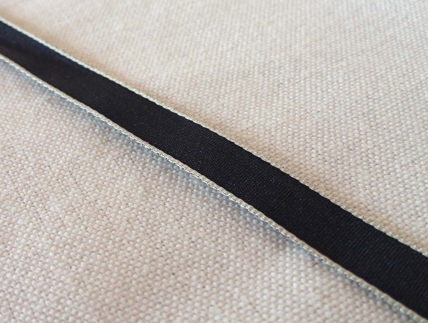 Sewing trimBlack ribbon/taupe border5 yard increments