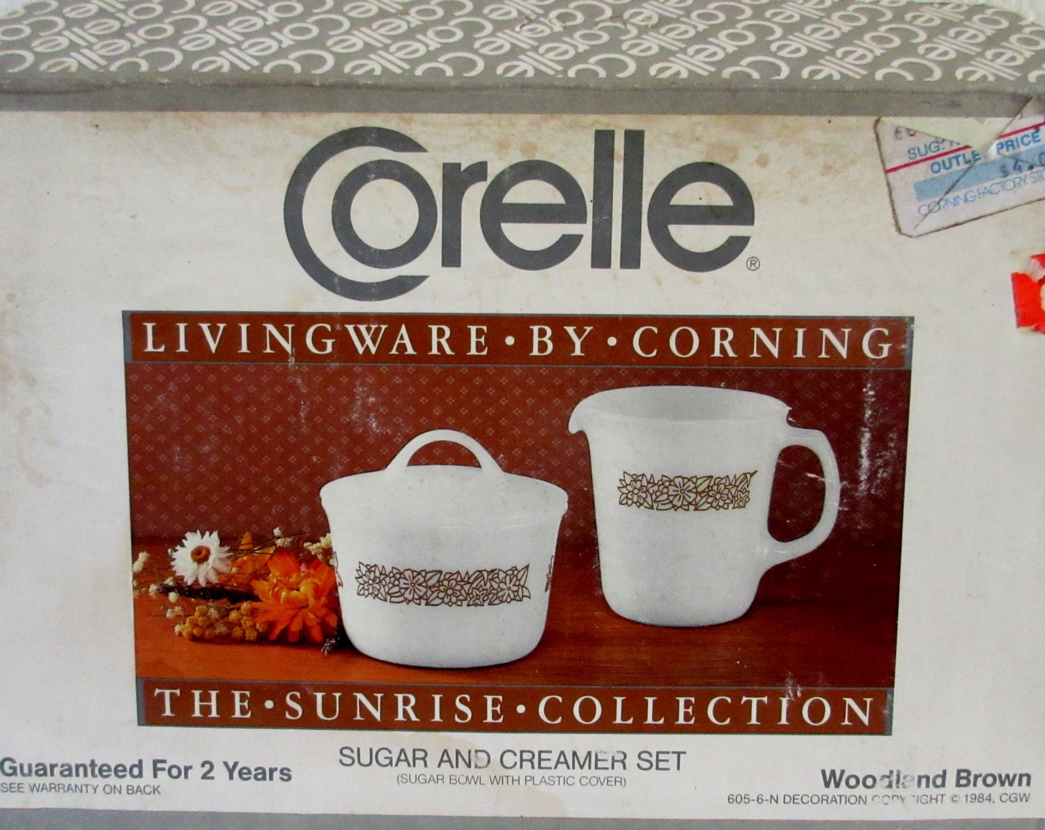 Vintage Woodland Brown Corelle Livingware By Corning/Sugar & Creamer