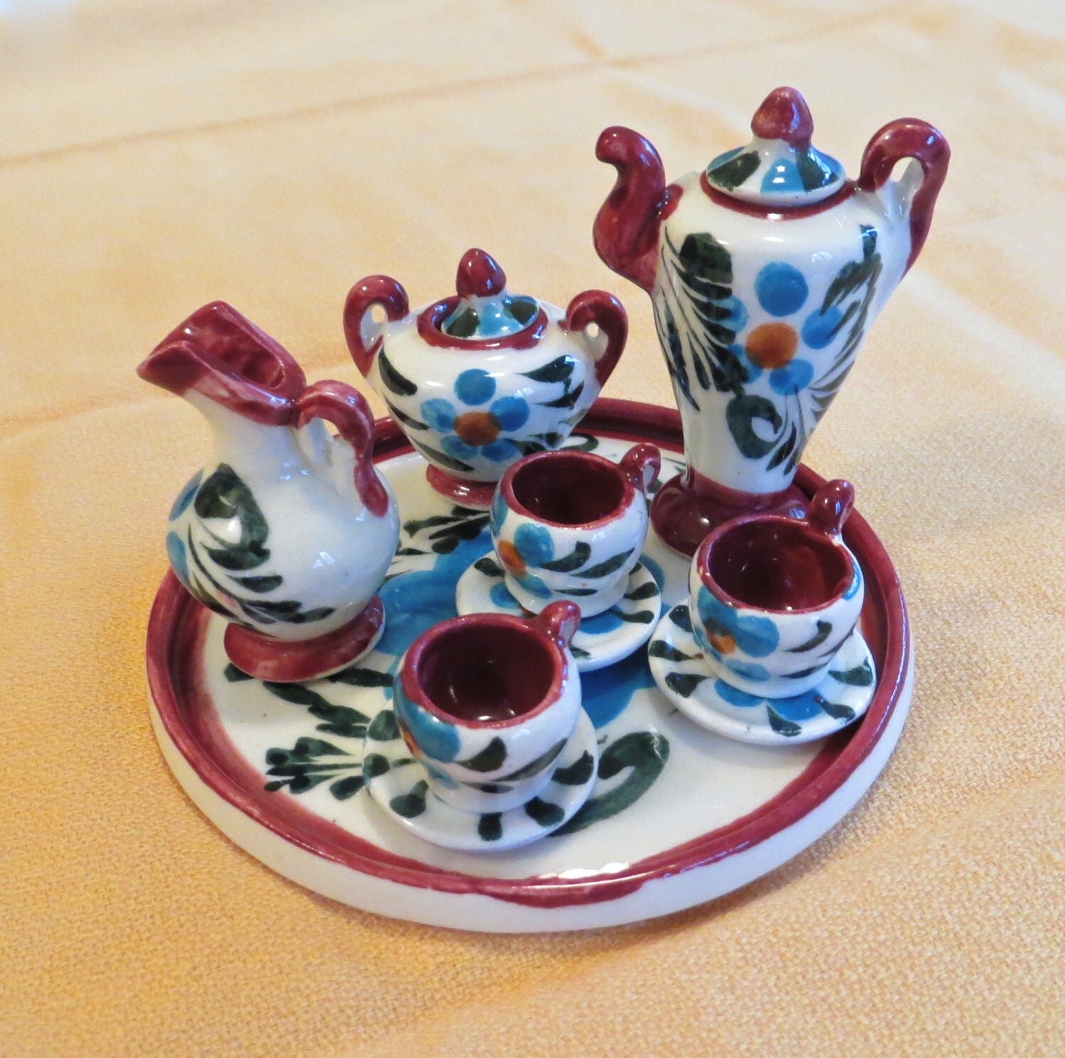 miniature ceramic tea set