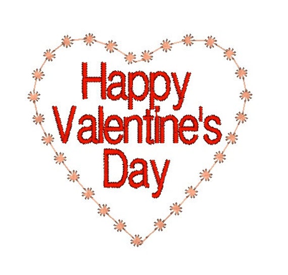 Happy Valentine's Day Machine Embroidery Design heart