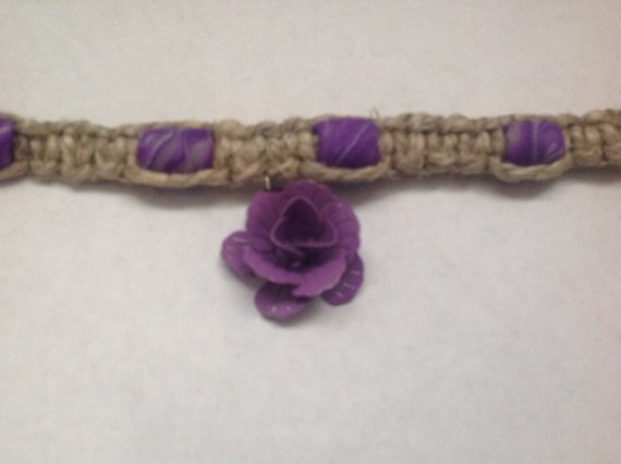 Purple Rose Hemp Necklace