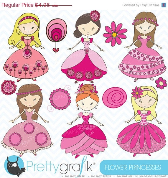 80% OFF SALE princess clipart commercial use, vector graphics, digital clip art, digital images - CL356 Il_570xn