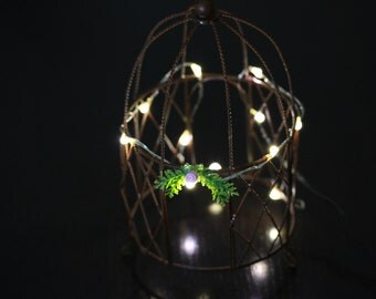 Fairy Lights 12 LED warm white miniature - 4.5 feet long 12 lights battery operated for terrarium - dollhouse - accessories