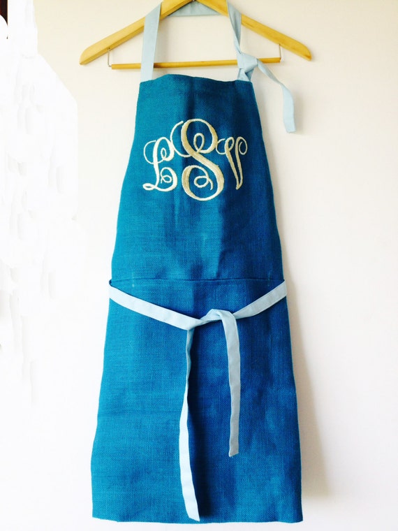 Monogram Burlap Apron Custom Women Men Kids Aprons by AmoreBeaute