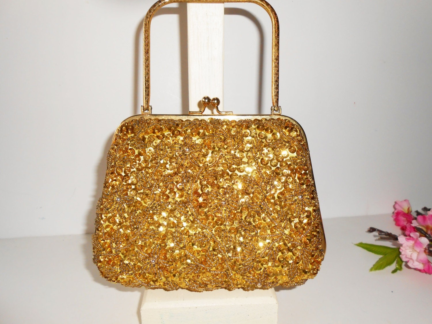 light gold handbag