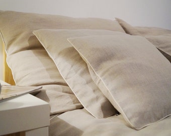 Linen bedding Queen Size duvet cover and 4 pillow cases ,natural, washed linen