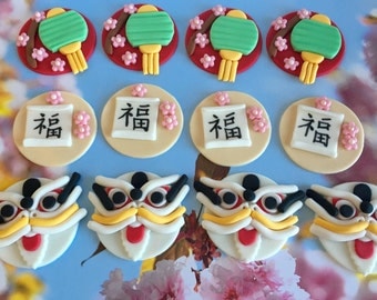 Chinese New Year Fondant Cupcake Cookie Toppers