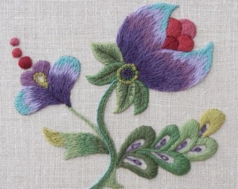 Silk-shaded Sweetpeas Embroidery Kit from VineEmbroidery on Etsy Studio