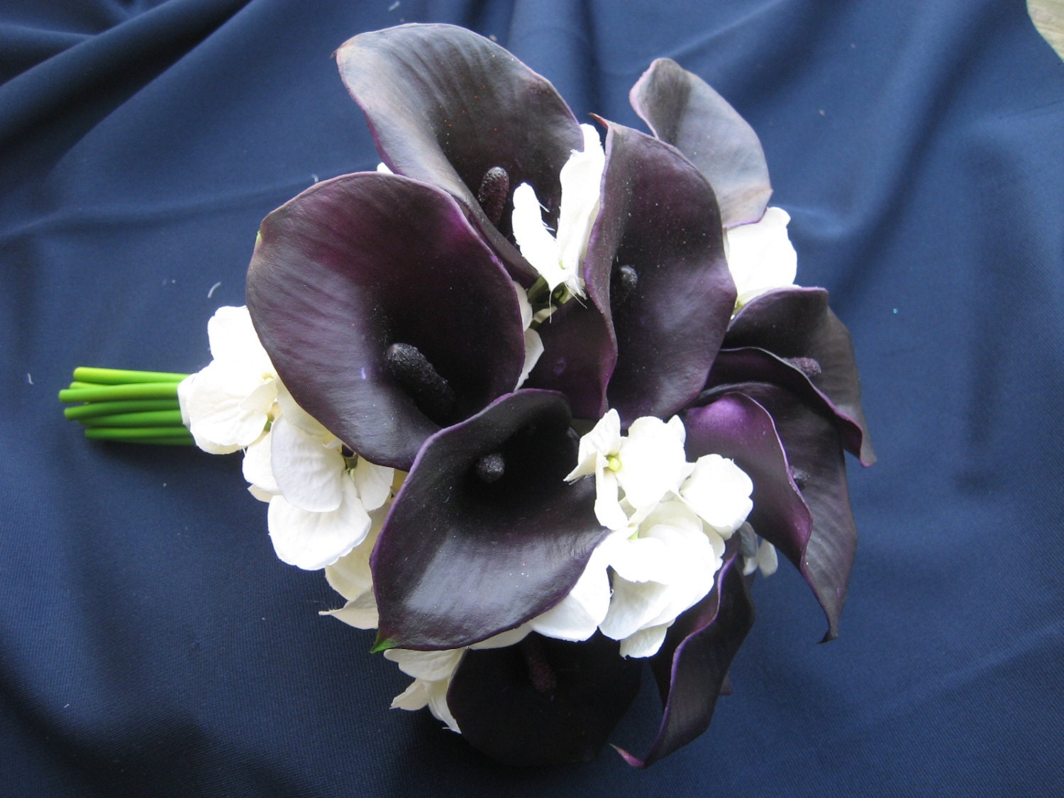 Wedding Bouquet Eggplant Calla Lilies and Hydrangea
