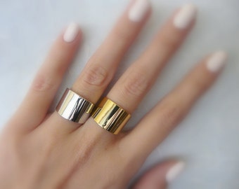 Gold ring, Tube ring, Statement ring, Cuff ring, Wide band ring, Adjustable ring, Silver ring, Gold ring, Fashion accessories