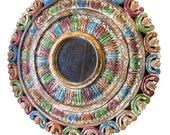 Designer chakra mirror / jaipur Painted wall art / Round Wooden Vintage indian home interiors