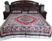 Cotton Bed Cover 3 pc set Handloom Bedding Bedspreads-Indian Bedroom Decor