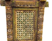 Antique Indian Terrace Window Floral Hand Carved Asian Decor Wall Pane-Home Decor Accessories
