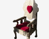 Indian Antique Queen of Hearts Chair Red Padded Cushion Chair-Beautiful Floral Hand carving Furniture //  Creative Chair Design Ideas