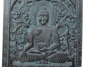 Indian Budha Decor- Hand Carved Earth Touching Buddha Door Wall Hanging