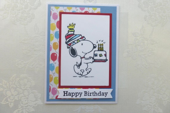 Items similar to Snoopy Happy Birthday Card - Snoopy Carrying Birthday ...